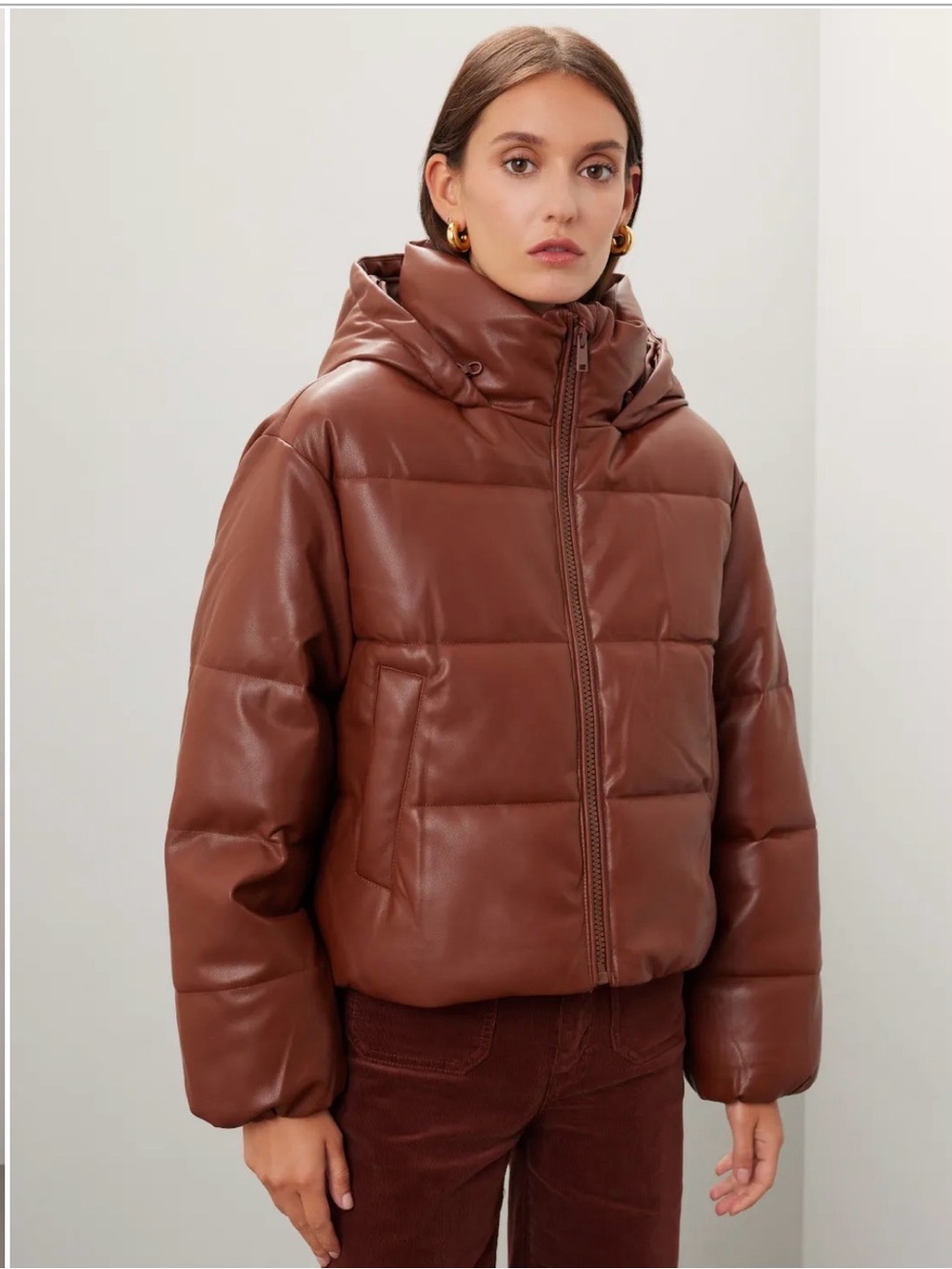 Women's Chocolate Brown Hooded Puffer Jacket